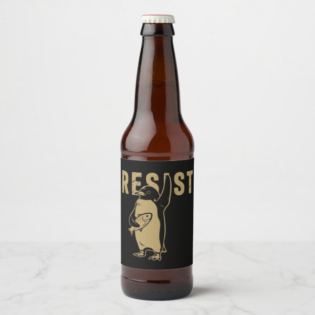 Pingvin Motstånd Pingviner Protesterar Mot Tullar Ölflaska Etikett (Framsida)