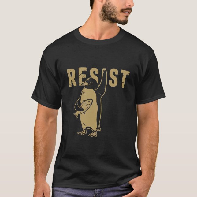 Pingvin Motstånd Pingviner Protesterar Mot Tullar T Shirt (Framsida)
