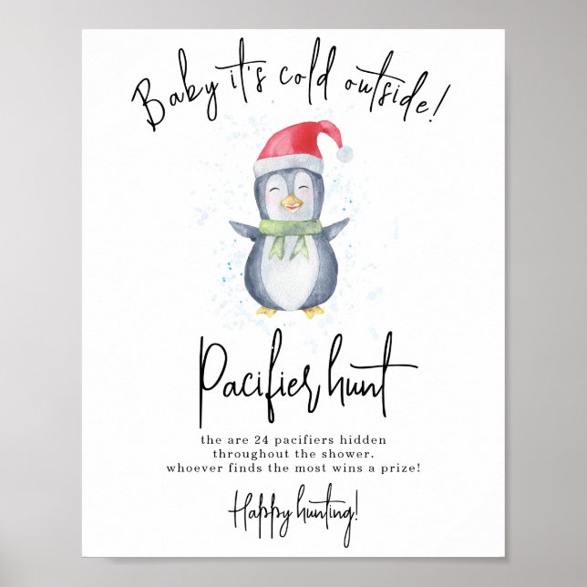 Pingvin - Nappjakt spel baby shower Poster (Framsidan)
