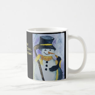 Pingvin och snögubbe med hockeypinnemuggen kaffemugg