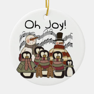 Pingvin- och snögubbeOh glädjeprydnad Julgransprydnad Keramik