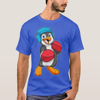 Pingvin på boxning med boxningshandskor hjälm t shirt
