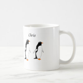 Pingvin på en mugg tillfogar namn