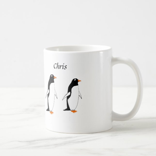 Pingvin på en mugg tillfogar namn (Höger)