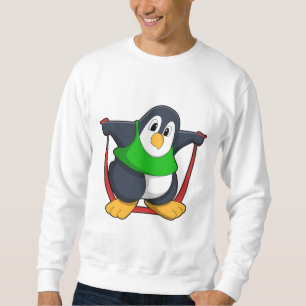 Pingvin på Fitness med Hopprep.PNG Lång Ärmad Tröja