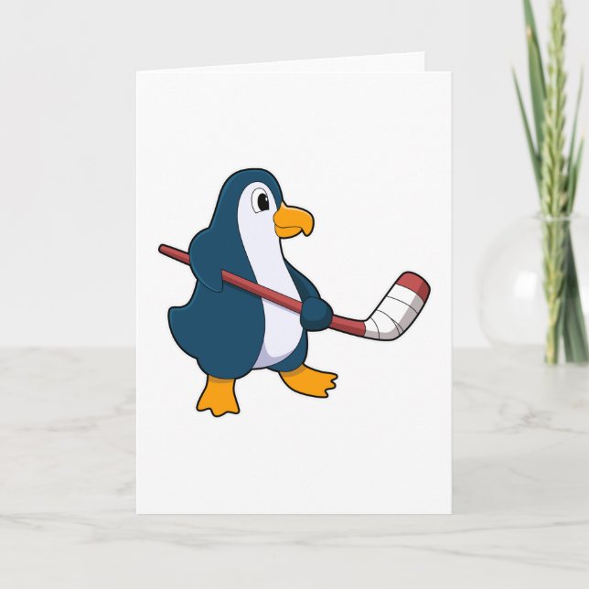 Pingvin på ishockey med ishockeyklubba kort (Framsida)
