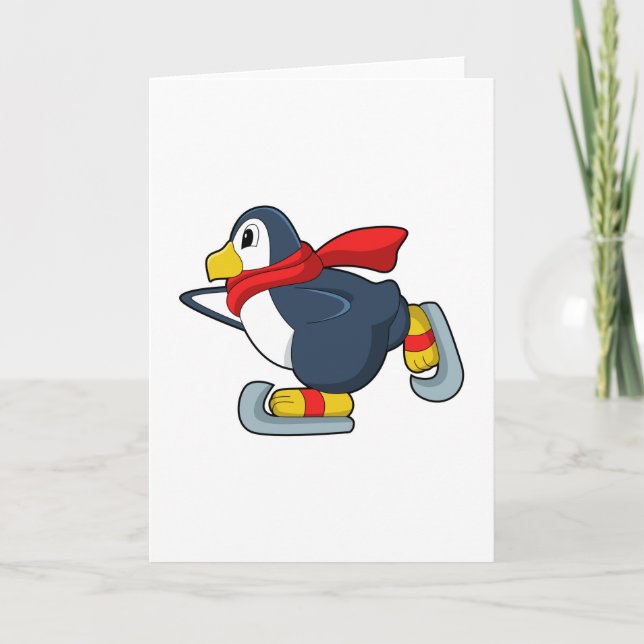 Pingvin på skridskoåkning med skridskor.PNG Kort (Framsida)