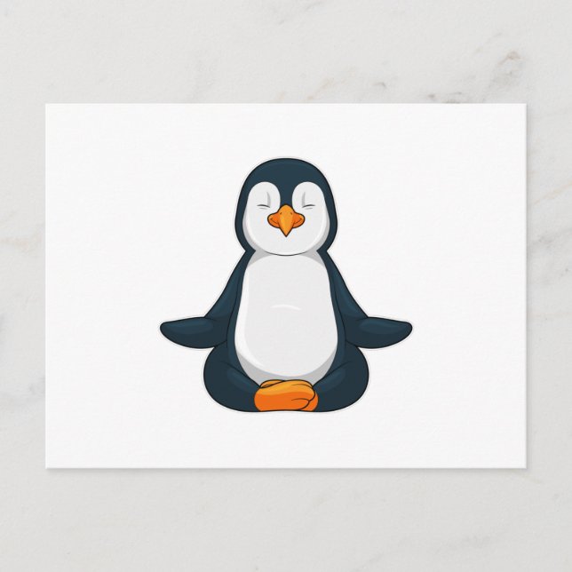Pingvin på yogapass i sittande ställning vykort (Framsida)