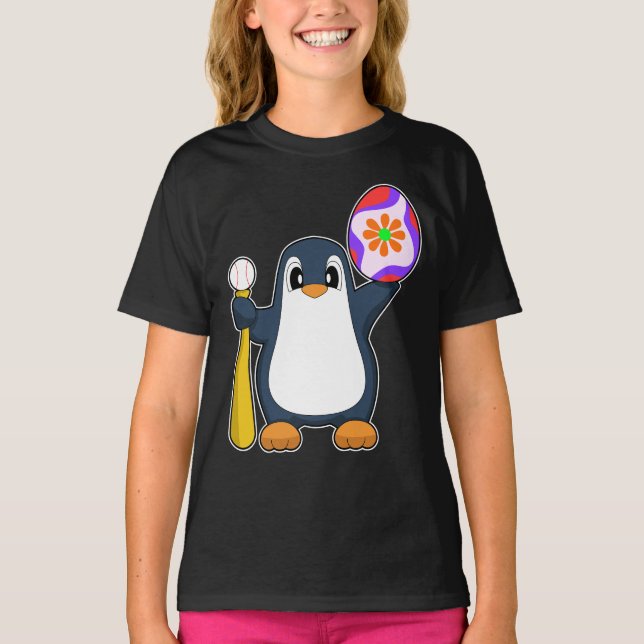 Pingvin Påsk Baseball T Shirt (Framsida)