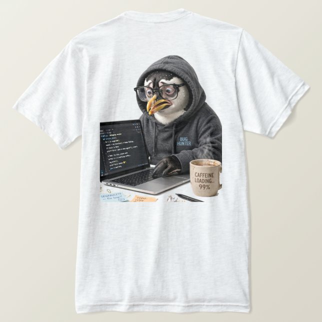 Pingvin programmerare t shirt (Design baksida)