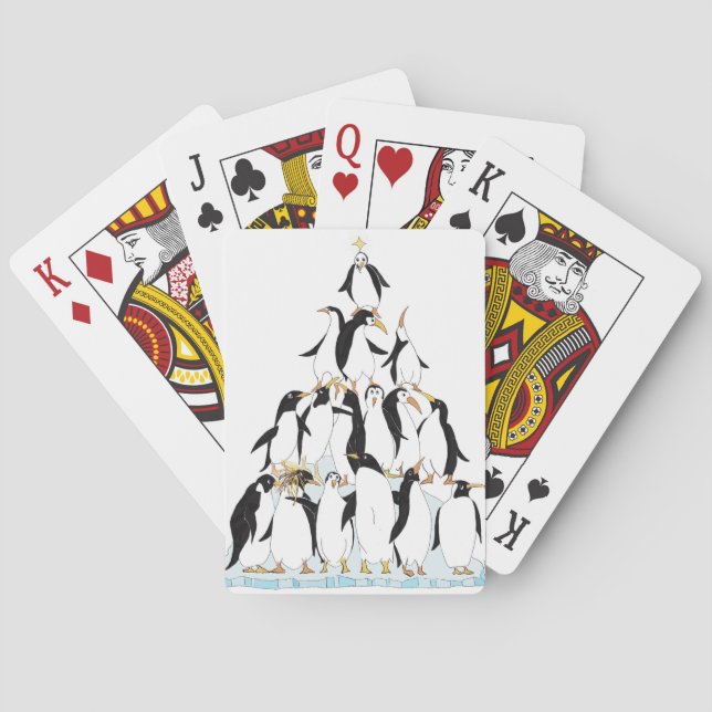 Pingvin Pyramid Rolig Tecknad Film Casinokort (Baksidan)