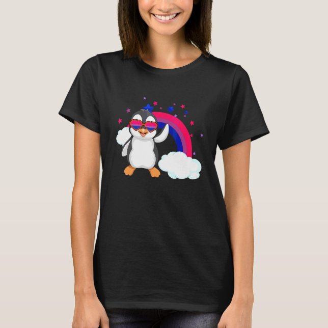 Pingvin Regnbåge Bisexuell Stolthet Bisexualitet F T Shirt (Framsida)