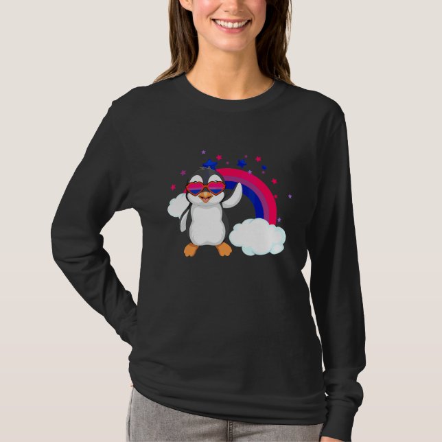 Pingvin Regnbåge Bisexuell Stolthet Bisexualitet F T Shirt (Framsida)