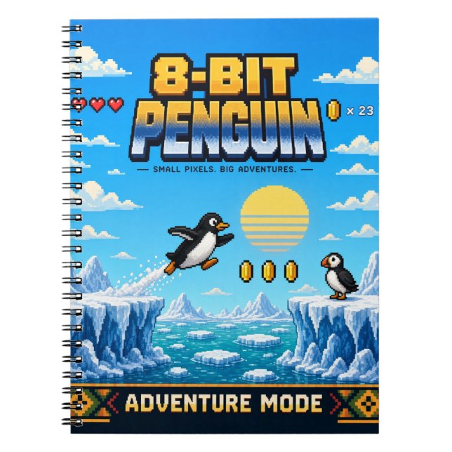 Pingvin, Retro 8-Bit Pixel Art Anteckningsbok (Framsidan)