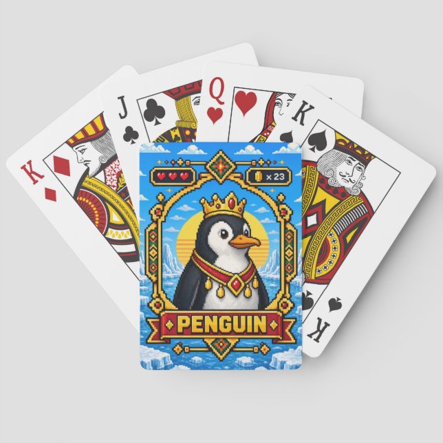 Pingvin Retro 8-Bit Pixel Art Casinokort (Baksidan)