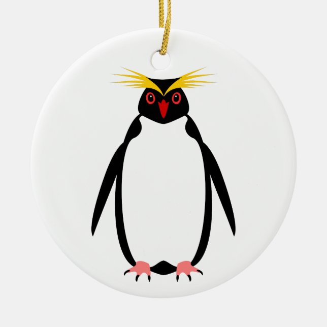 Pingvin rockhopper eller macaroni julgransprydnad keramik (Framsidan)