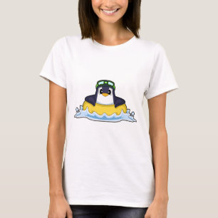 Pingvin Simmande Uppblåsbar flotte Sommar T Shirt