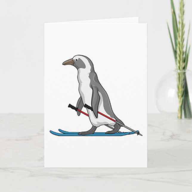 Pingvin skidåkare skida kort (Framsida)