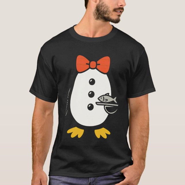 Pingvin Smoking Kostym Kypare Server Fisk Hallowee T Shirt (Framsida)