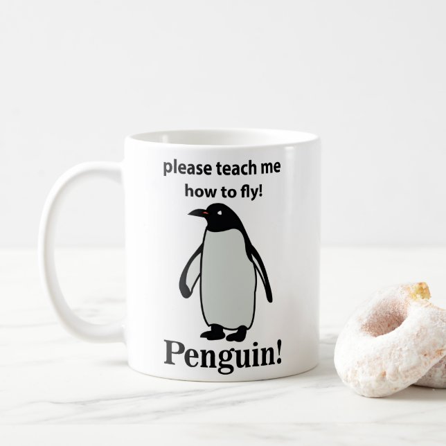 Pingvin Snälla Lär Mig Att Flyga Rolig Pingvin Kaffemugg (Med munk)
