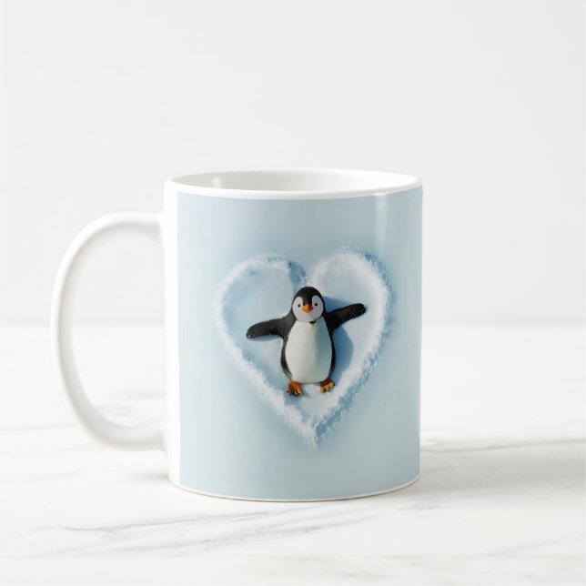 Pingvin Snö Hjarta Kaffemugg (Vänster)