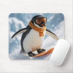 Pingvin snowboard nedför musmatta