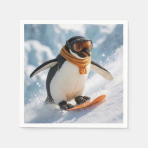 Pingvin snowboard nedför pappersservett