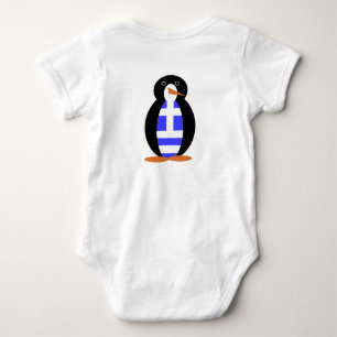 Pingvin som bär grekisk flaggig väst t-shirt