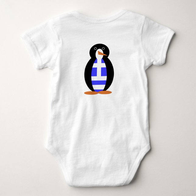 Pingvin som bär grekisk flaggig väst t-shirt (Baksida)
