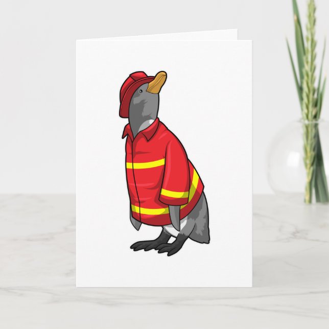 Pingvin som brandman med hjälm kort (Framsida)