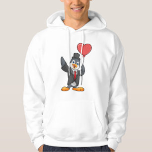 Pingvin som brudgum med hjärtballong hoodie