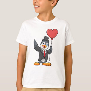 Pingvin som brudgumme med hjärtballong t shirt