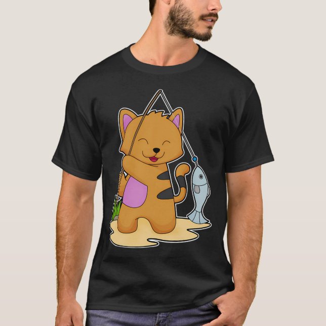 Pingvin som fiskare med fisk t shirt (Framsida)