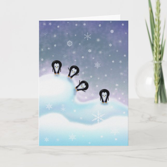 Pingvin som har den roliga julkortet helgkort (Framsida)