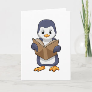 Pingvin som nörd med bok kort
