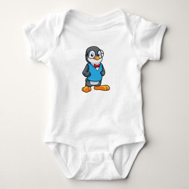 Pingvin som nörd med glasögon t shirt (Framsida)