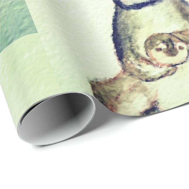 Pingvin som slår in papper presentpapper (Rullad Hörn)