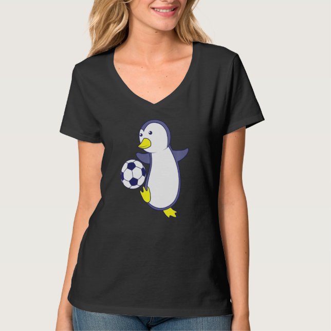 Pingvin som spelar fotboll t shirt (Framsida)