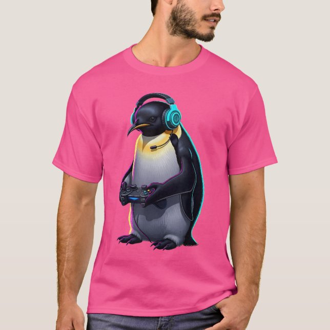 Pingvin Spel Djur Videospel Rolig Pingvin fa T Shirt (Framsida)