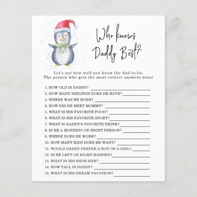 Pingvin - spel vem vet mest om Pappa (Framsida)