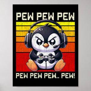Pingvin Spelare Pew Roliga Video Spel Vintage Pojk Poster