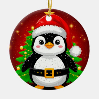 🐧 Pingvin Tomte Julgran Holiday Kul ✨ Julgransprydnad Keramik
