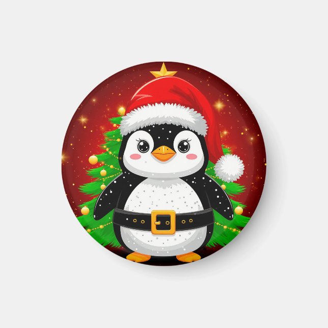 🐧 Pingvin Tomte Julgran Holiday Kul ✨ Magnet (Framsidan)