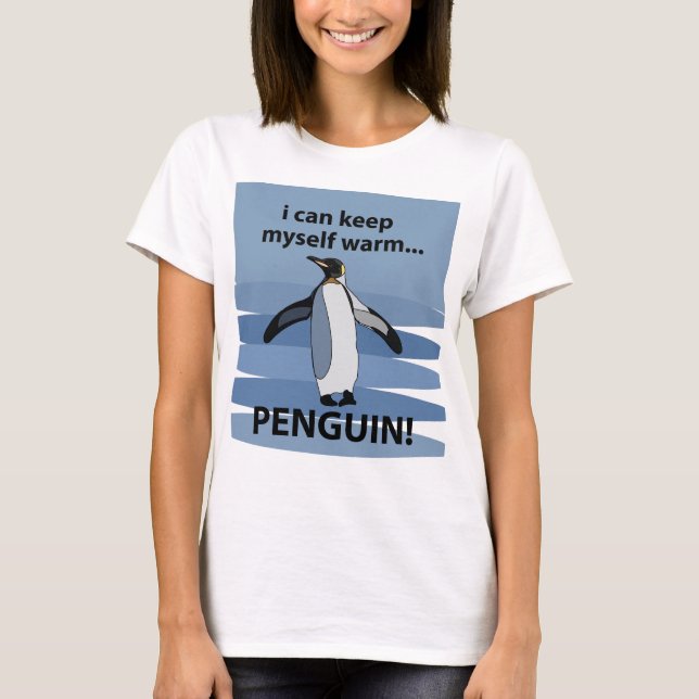 Pingvin Vattenlevande Djur Fågel Rolig  T Shirt (Framsida)