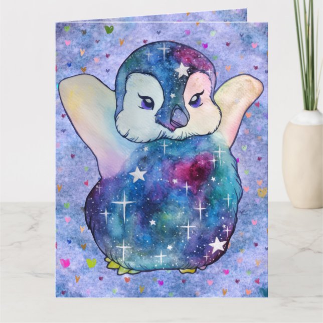 Pingvin vid namn Button Kort (Framsida)