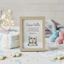 Pingvin Vinter Tvillingar Baby Shower Blöja Lotter