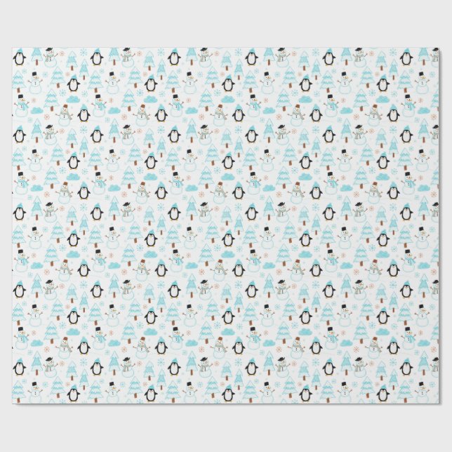 pingvin vintersnöman presentpapper (Platt)