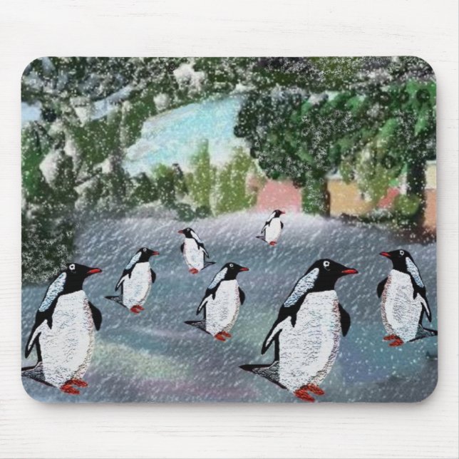 Pingvin Winterwonderland Mousepad Musmatta (Framsidan)