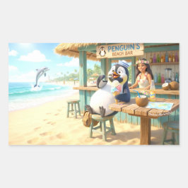 Pingvinens Strandbar Rektangulärt Klistermärke