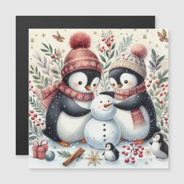 Pingviner Bygger En Snöman (Fram/baksida)